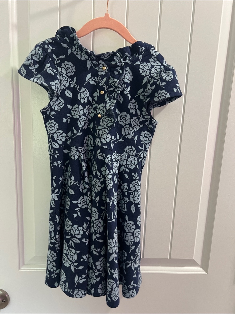 Janie and Jack Navy and Light Blue Floral Knit Dress